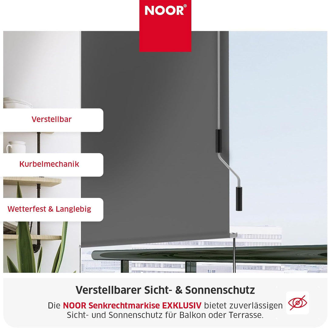NOOR Senkrechtmarkise 1,5 x 2,5 m I Hochwertige Markise aus strapazierfähigem Polyester (220g/m²) fü