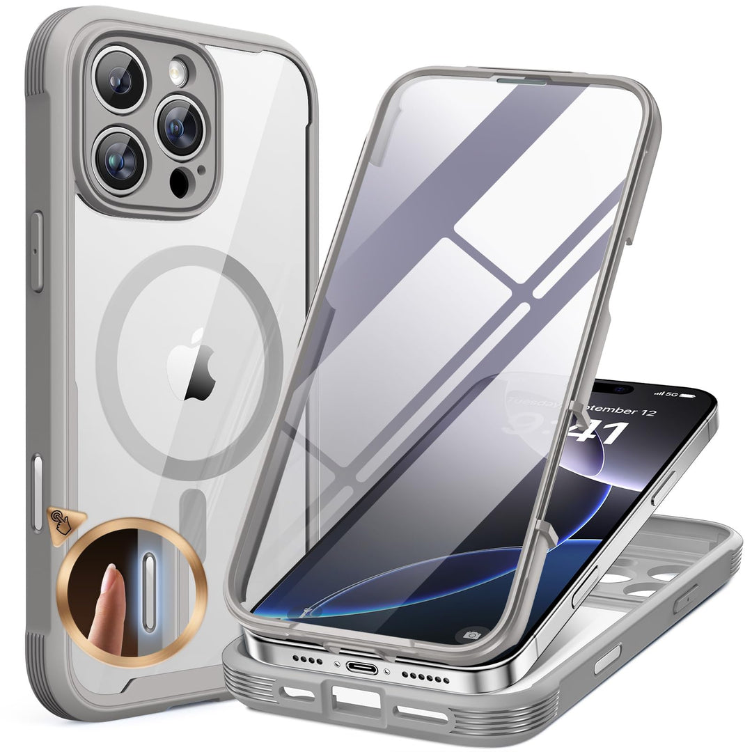 Miracase 360 Grad für iPhone 16 Pro Max Hülle 6,9 Zoll mit Magsafe, Eingebaut Glas Schutzfolie Kompl