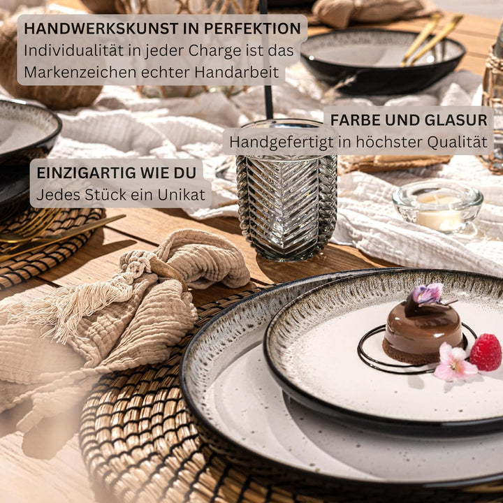 Sänger Sansibar | Dessertteller 6 teilig, Steingut Teller Set 6 Personen, Kuchenteller kleine Teller
