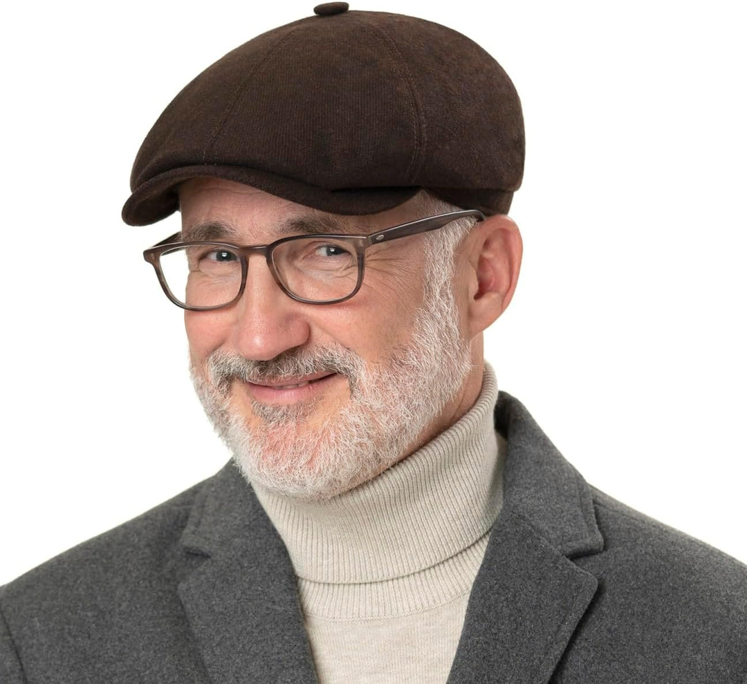 Stetson Brooklin Schirmmütze Flatcap Uni einfarbig Made in EU Herren Herbst Winter 55 anthrazit, 55
