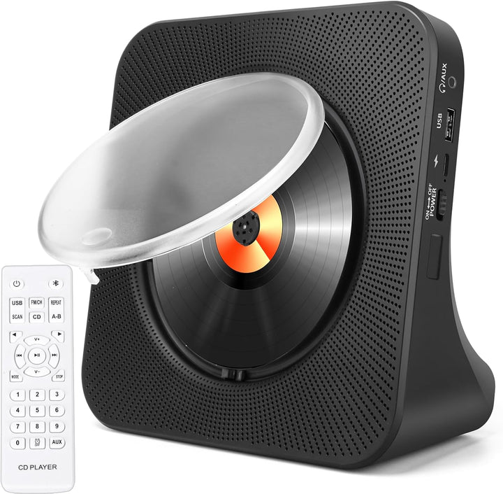 Tragbarer CD-Player für Zuhause mit Lautsprechern - Bluetooth Desktop CD-Player Eingebaute HiFi-Laut