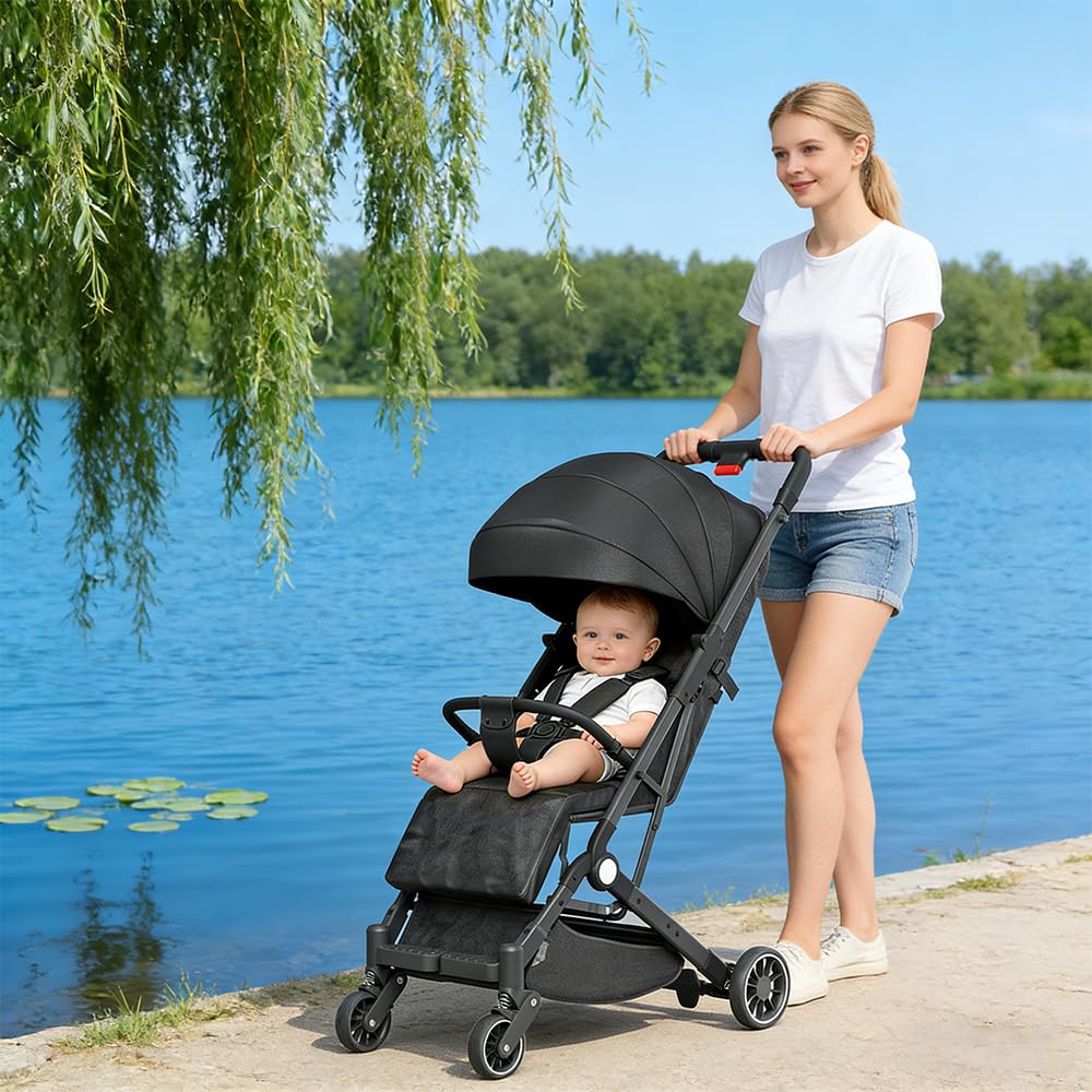 Kinderbuggy, Kinderwagen mit Sonnenschirm, Kinderwagen Zusammenklappbar, Buggy mit Liegefunktion, Ka