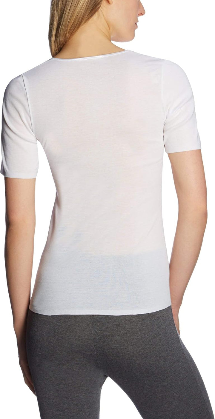 Schiesser Damen Spenzer halbarm Unterhemd - Luxury Baumwolle 48 Weiss_200764, 48 Weiss_200764