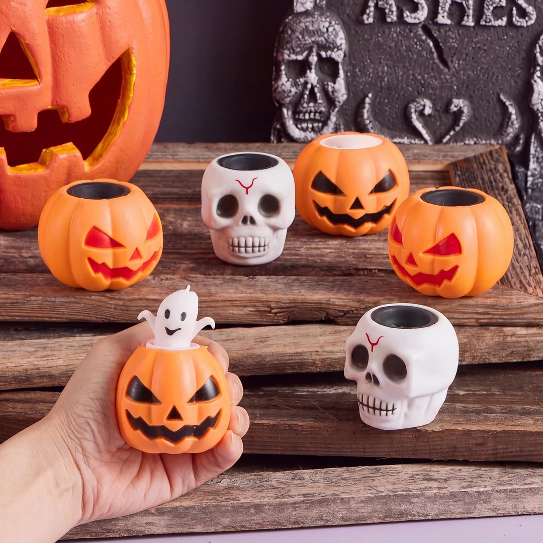 JOYIN 12 Stück Halloween-Quetsch-Spielzeug, Kürbis-Skelett, Quetschspielzeug für Halloween-Party, Ge