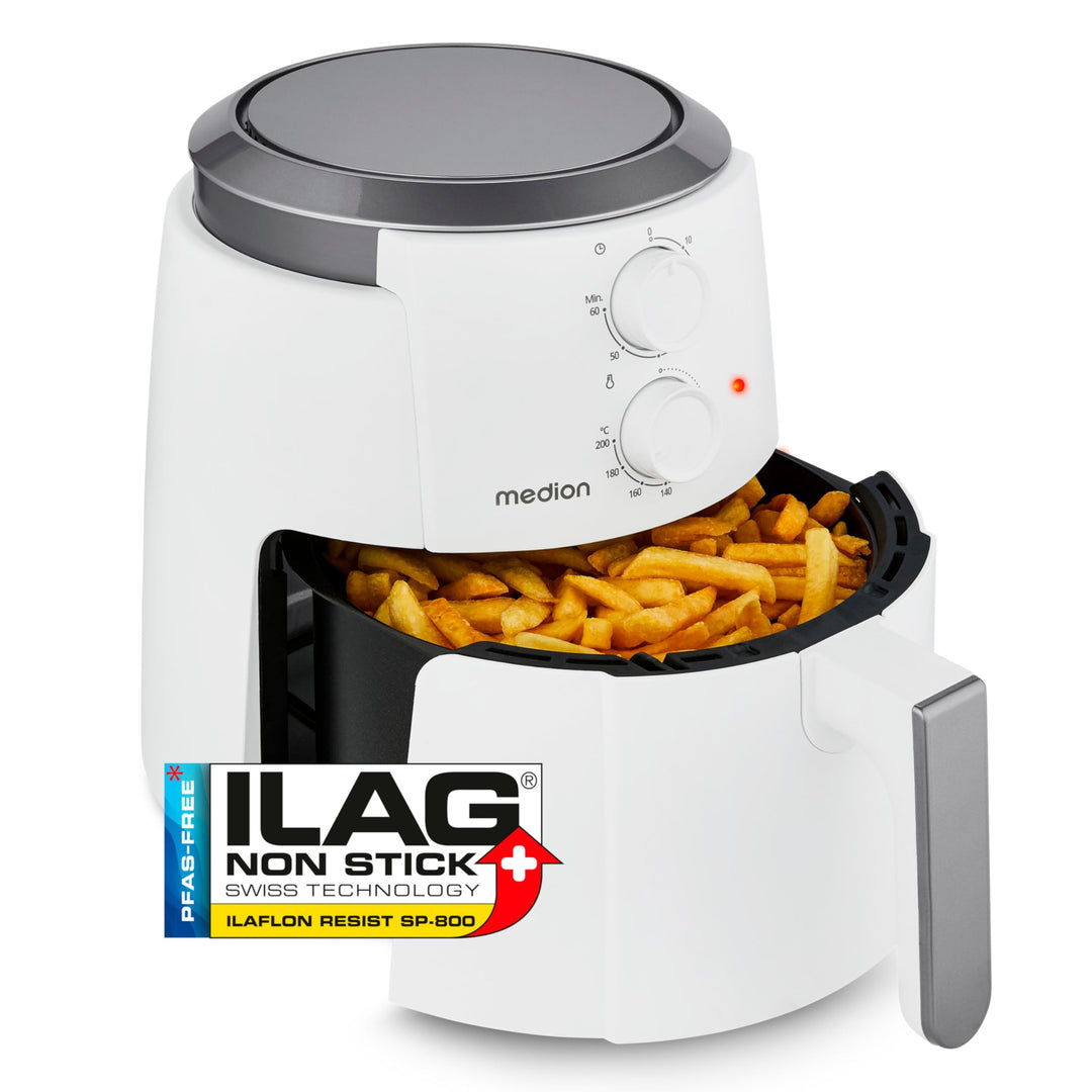 MEDION P30 L Heissluftfritteuse (4,7 Liter, Airfryer, 1500 Watt, einfache Bedienung, ölfreies Fritti