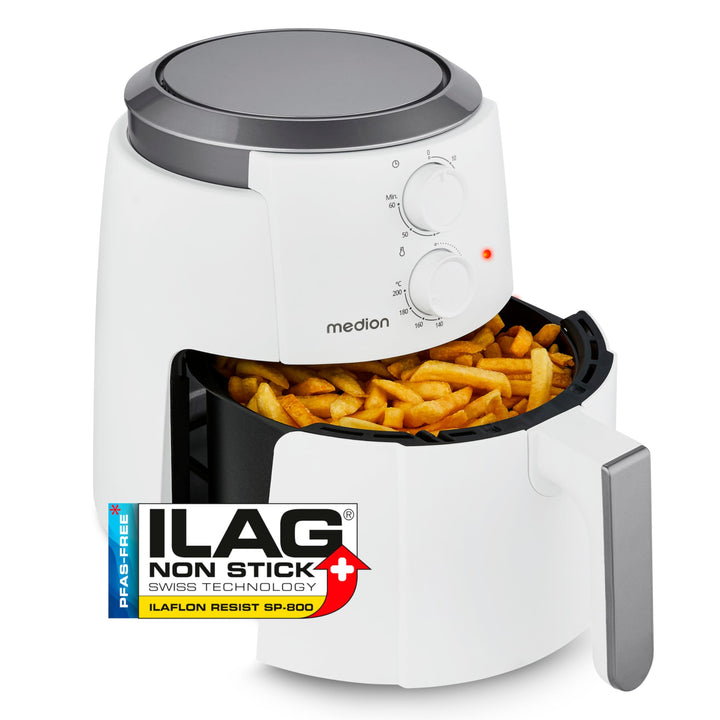 MEDION P30 L Heissluftfritteuse (4,7 Liter, Airfryer, 1500 Watt, einfache Bedienung, ölfreies Fritti