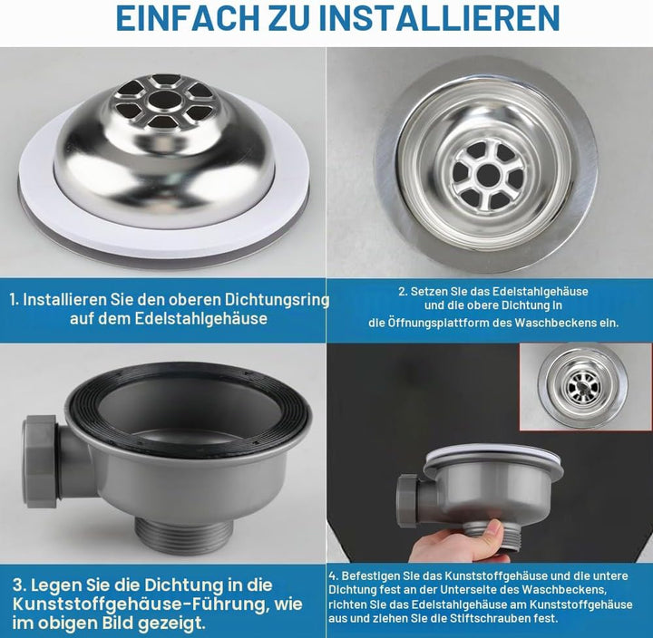 Ablaufgarnitur SpüLe 110mm, Abflusssieb Mit üBerlauf, Edelstahl Siebkorbventil SpüLbecken Ablaufgarn