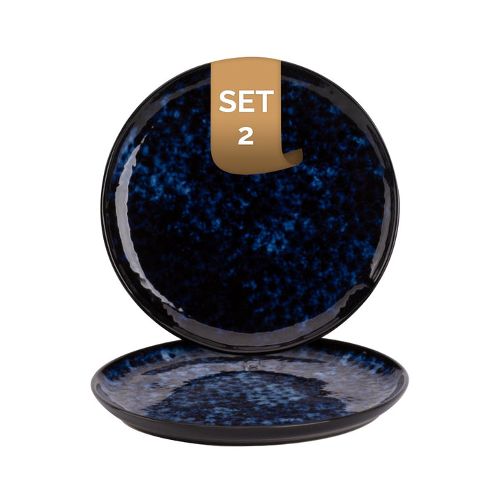 palmer Bama Blue Teller flach - 2er-Set - Steinzeug - Ø 21 cm - Hochglanz, moderne Ausstrahlung, für