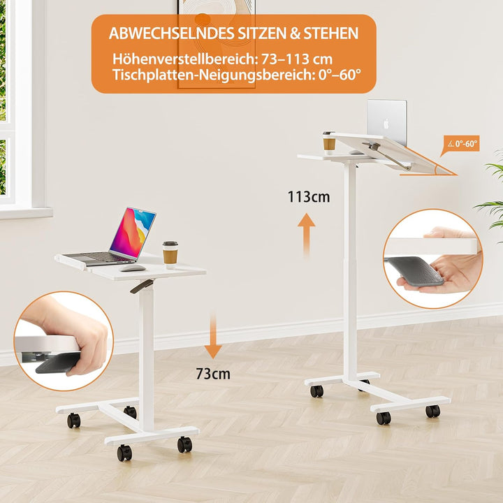 Dripex Beistelltisch höhenverstellbar und neigungsverstellbar mit Rollen, Pflegetisch für Bett, Comp