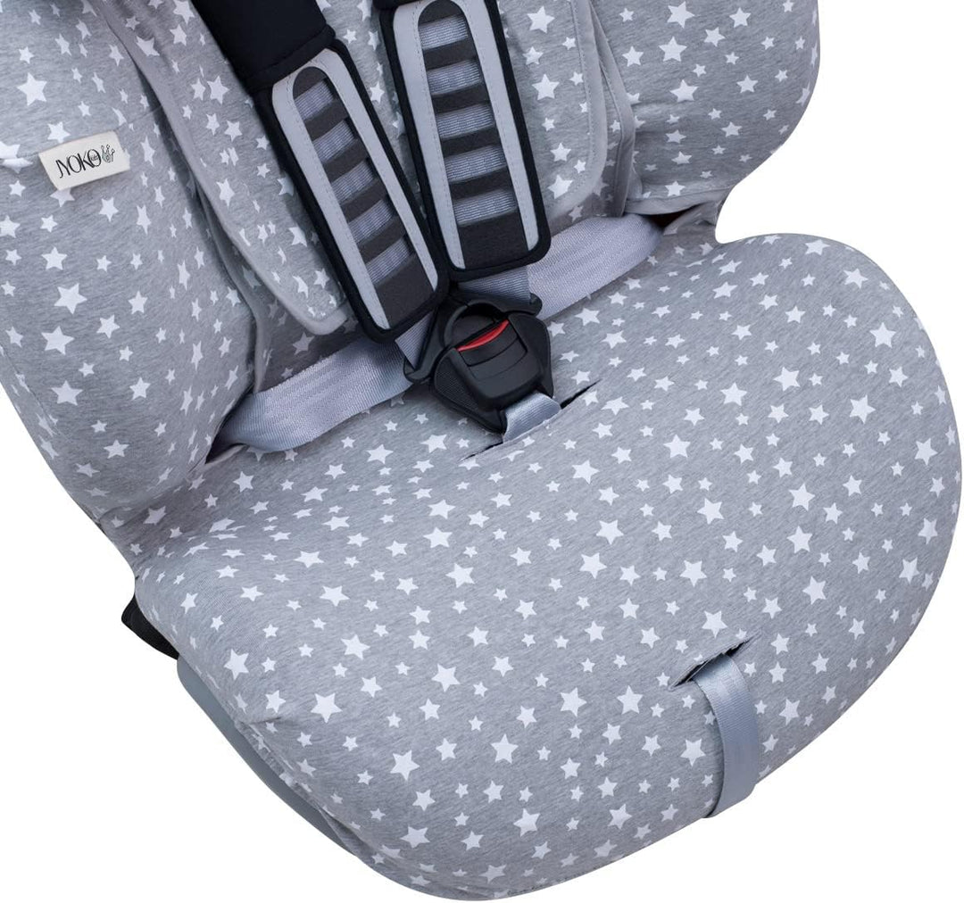 JYOKO Kids Bezug für Autositz kompatibel mit Romer Advansafix, Evolva IV M, aus Baumwolle (White Sta