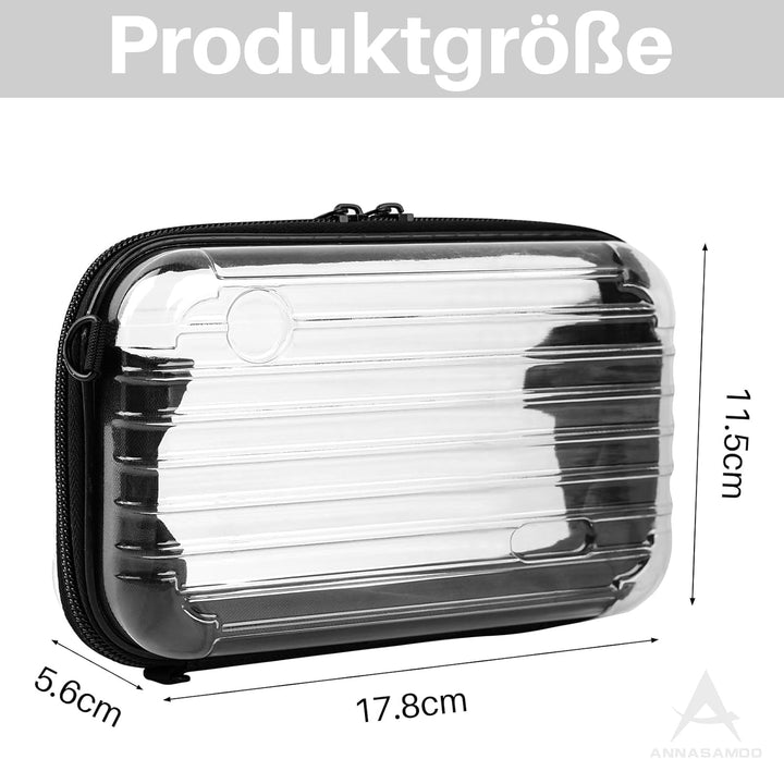 Mini Koffer Umhängetasche, Kleiner Koffertasche Handtasche Innentaschen Kosmetiktasche Hardcase mit