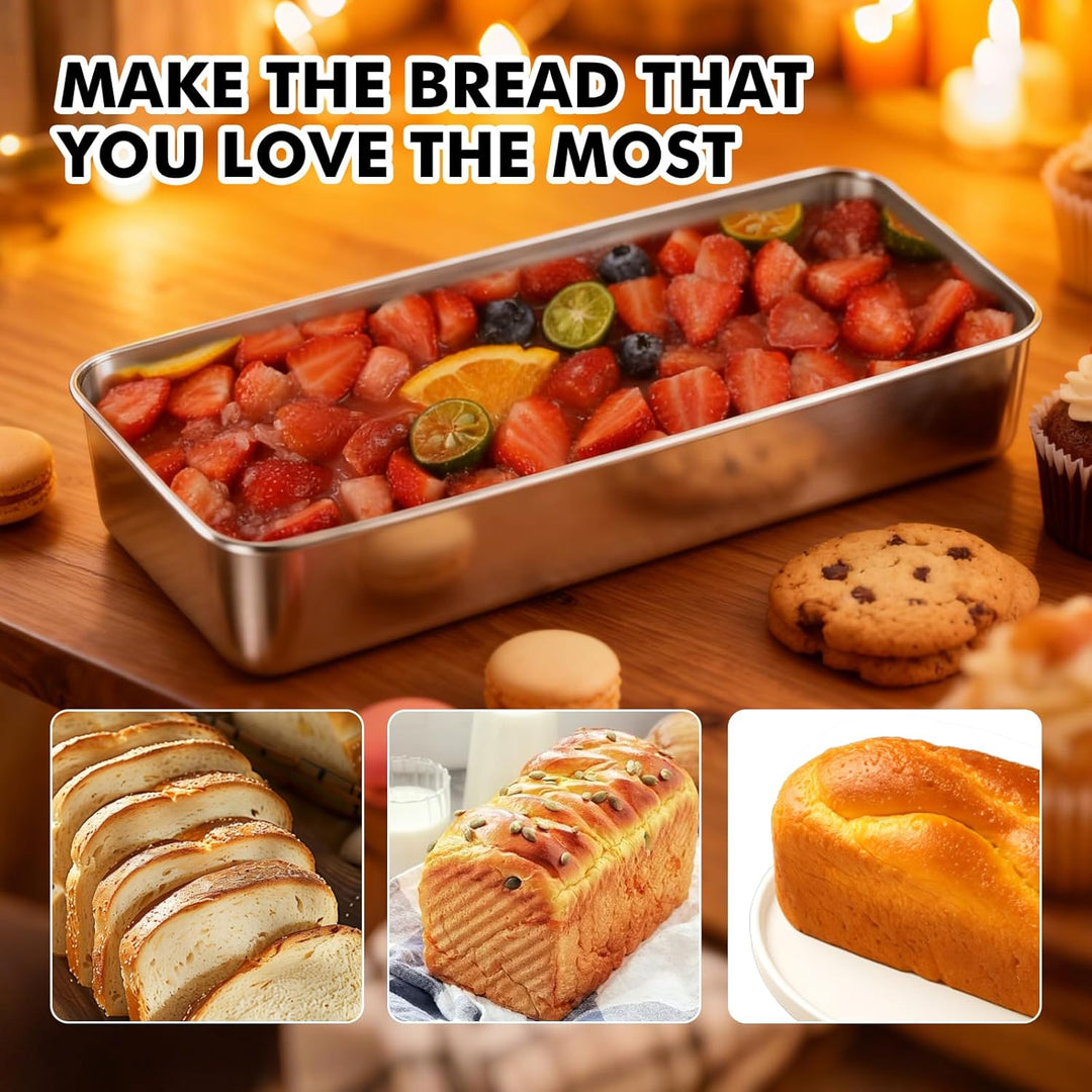Grosse Edelstahl Brotbackform 2er-Set: Edelstahl Rechteckig Toastbrot Backform für Brot/Kuchen/Toast