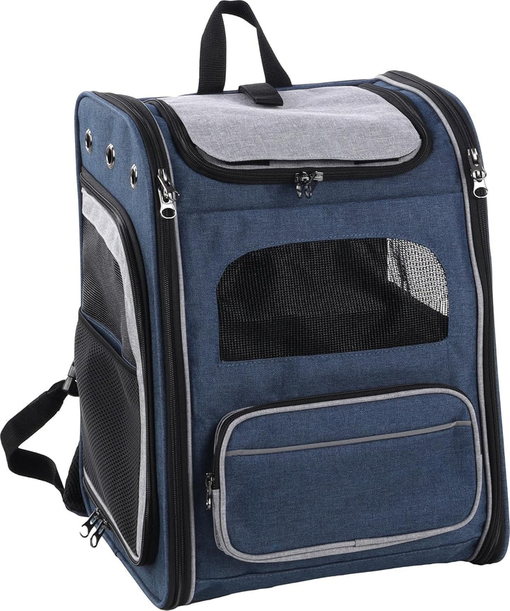 Hunderucksack - Rucksack Manfred Blau – 31x33x43cm – Polyester – Abnehmbarer Boden – Sicherheitslein