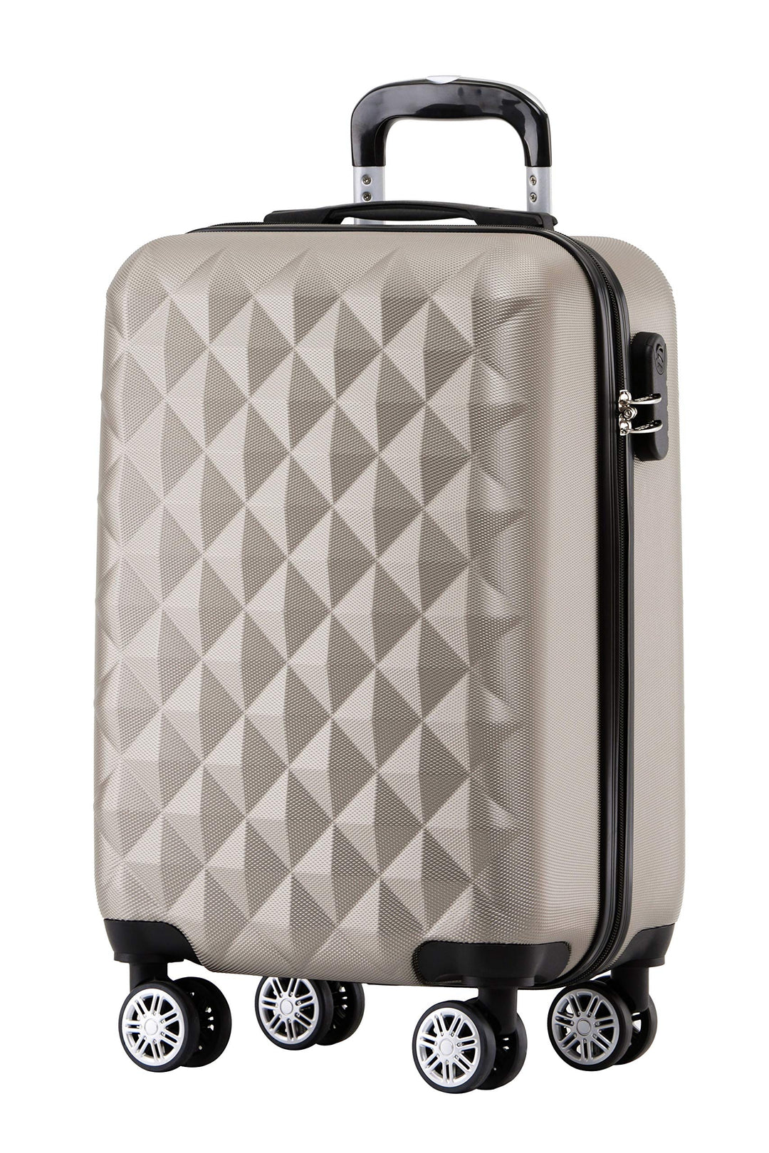 BEIBYE Zwillingsrollen 2066 Hartschale Trolley Koffer Reisekoffer Gepäck M-L-XL-Set (Champagner, M)
