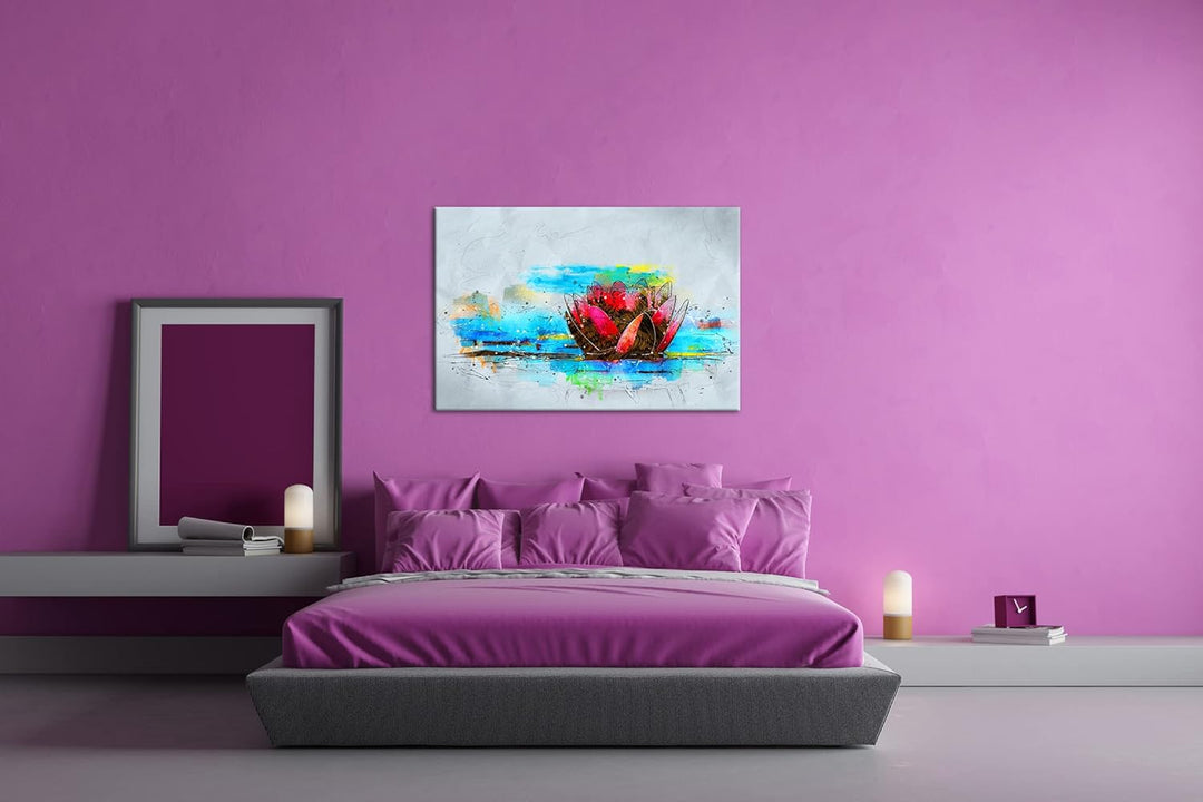 deyoli Illustration einer Lotusblume Format:90x60 cm als Leinwandbild, Motiv fertig gerahmt auf Echt