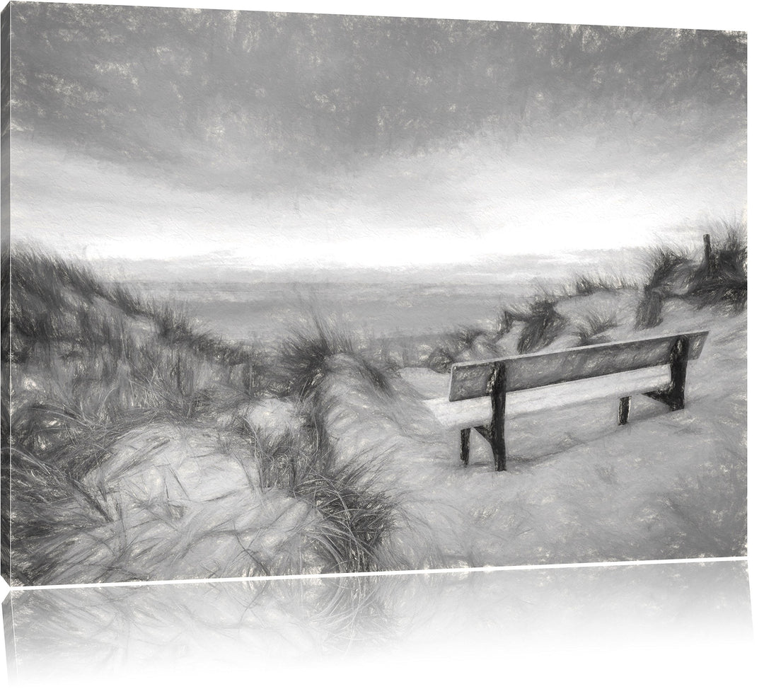 Pixxprint Blick auf das Meer / 100x70cm Leinwandbild bespannt auf Holzrahmen/Wandbild Kunstdruck Dek