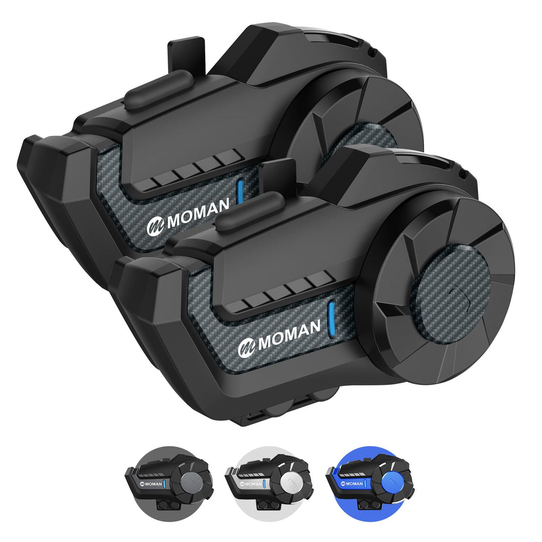 Moman Motorrad Intercom Headset, H2 Pro 【2 Pack Kohlefasern】 Motorradhelm Gegensprechanlage Kommunik