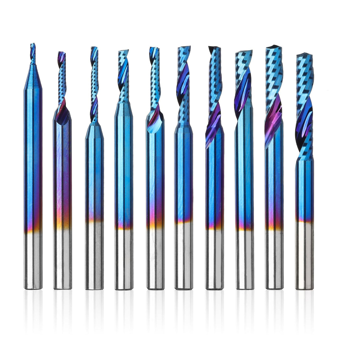 Genmitsu 1/8 Zoll Schaft 10pcs Carbide Spiral O Flute (Single Flute) End Mill CNC Router Bits, 91,5