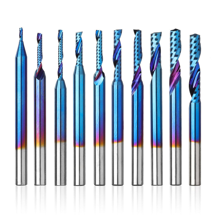 Genmitsu 1/8 Zoll Schaft 10pcs Carbide Spiral O Flute (Single Flute) End Mill CNC Router Bits, 91,5