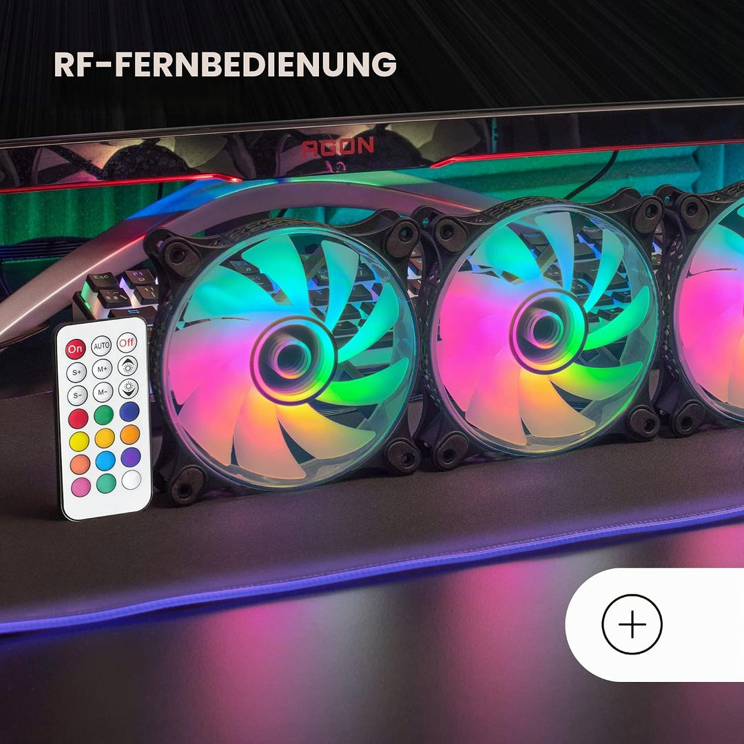 MARSGAMING Mars Gaming MF-3DKIT Schwarz, Kit 3 ARGB 360° 12cm Lüfter, 3D Infinity Mirror, Anti-vibra