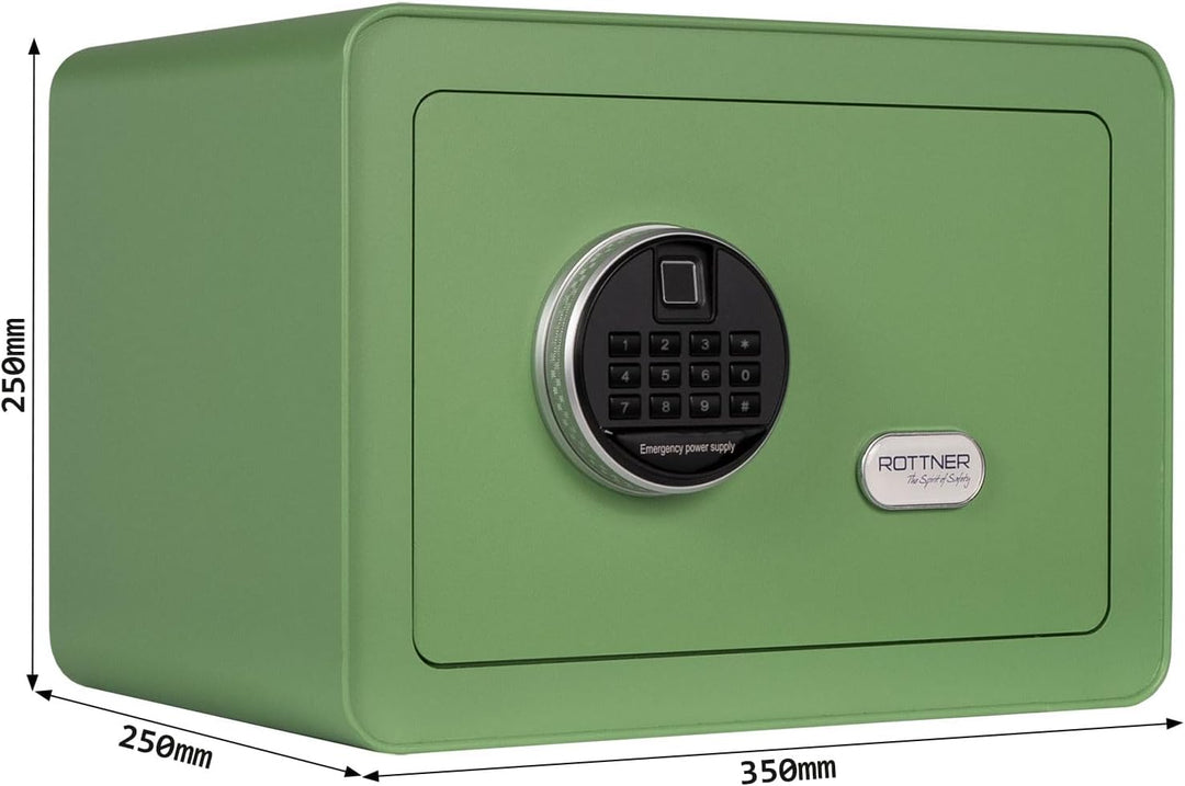 Rottner Möbeltresor Vintage-Green Stahl Elektronikschloss Fingerprint mechanische Notöffnung Innenbe