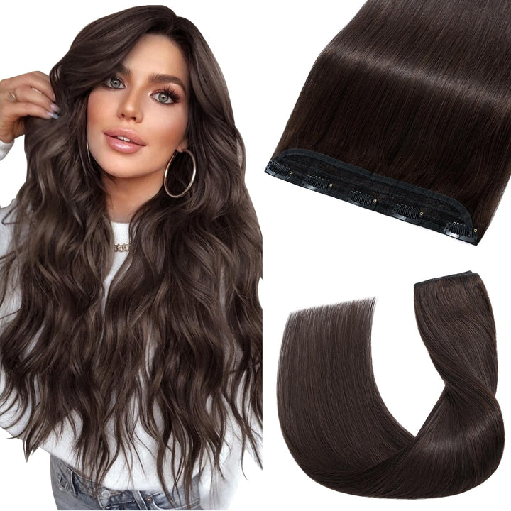 UK-Fashion-Shop Extensions Echthaar Clip In Remy Echthaar Haarverlängerungen Glatt 1 Tressen 5 Clips