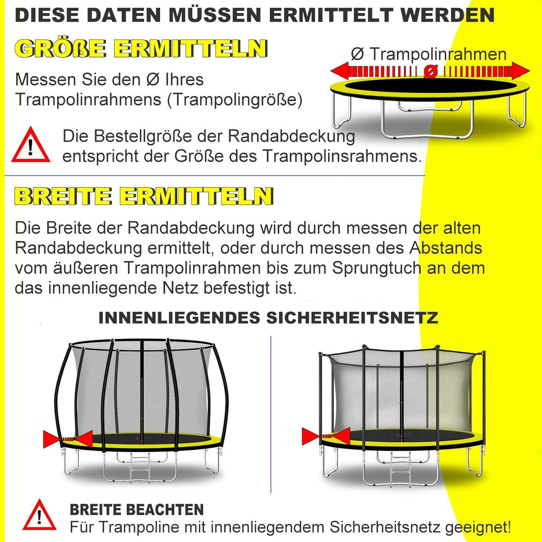 Baunsal® Trampolin Randabdeckung Ø 183 244 250 275 300 305 335 366 370 396 400 427 430 457 460 487 4