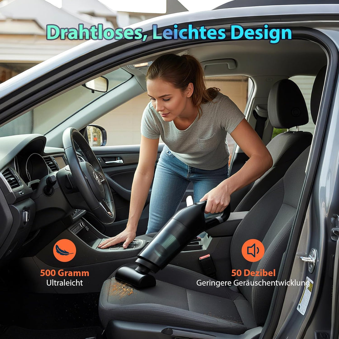 Handstaubsauger Akku Kabellos, 25000pa Auto Staubsauger Stark mit Bürstenloser Motor, 4-in-1Mini Sta