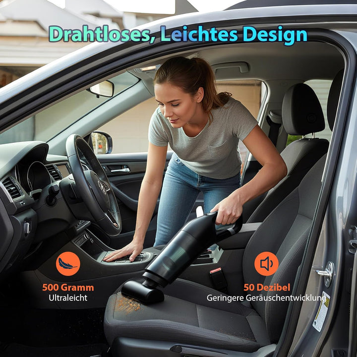 Handstaubsauger Akku Kabellos, 25000pa Auto Staubsauger Stark mit Bürstenloser Motor, 4-in-1Mini Sta