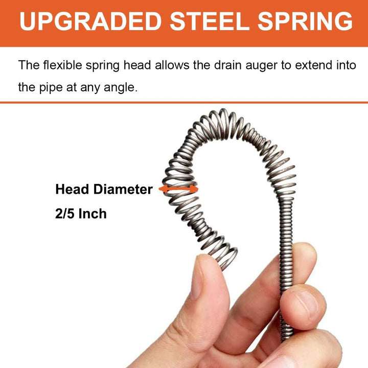 Breezz Abflussschnecke, Verstopfungsentferner mit Bohrer-Adapter, 7,6 m, robust, flexibel, zur Verwe