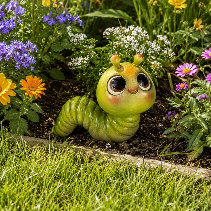 Gartenfiguren für draussen, Regenwurm, Raupe - Deko Figuren für Garten, Terrasse und Balkon - wetter