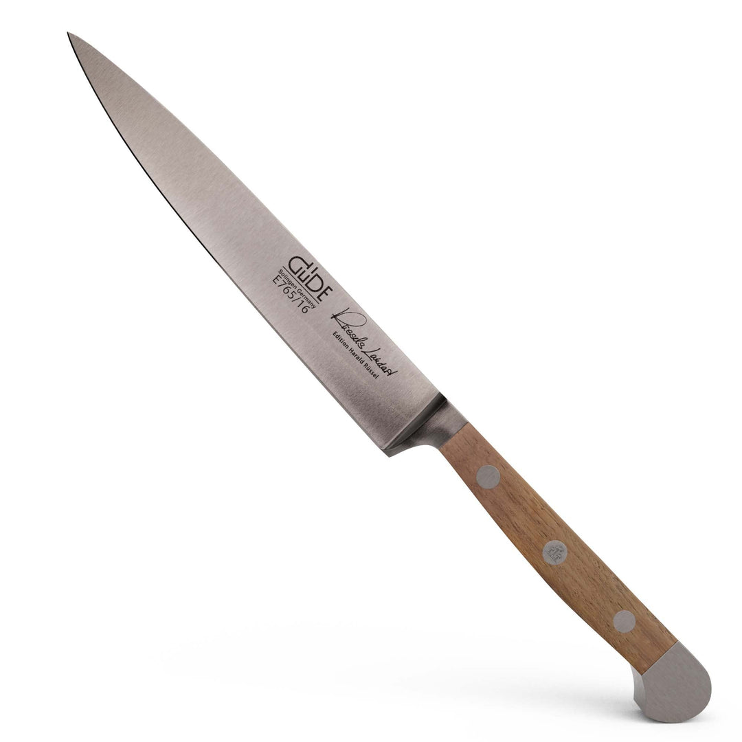 GÜDE Solingen - Zubereitungsmesser geschmiedet, 16 cm, Fasseichenholz, ALPHA-FASSEICHE, Küchenmesser
