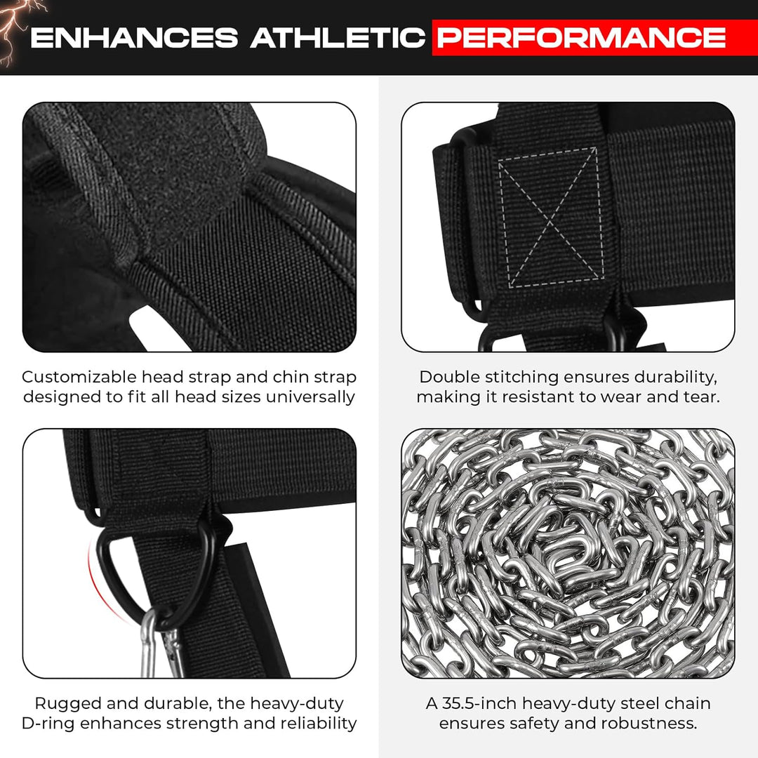 SAWANS Nackentrainer Neck Harness für Kraftsport Nackenstrecker Gewichthebergürtel Kopftrainer Männe