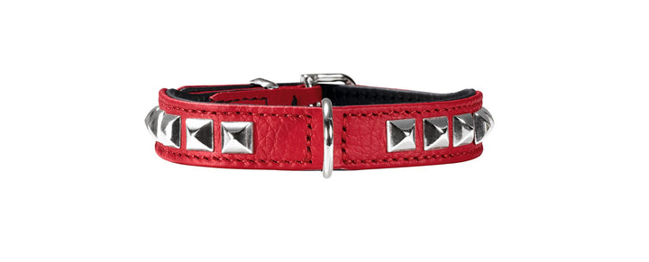 HUNTER ROCKY PETIT Hundehalsband für kleine Hunde, Leder, Nappaleder, weich, rockig, Nieten-Besatz,