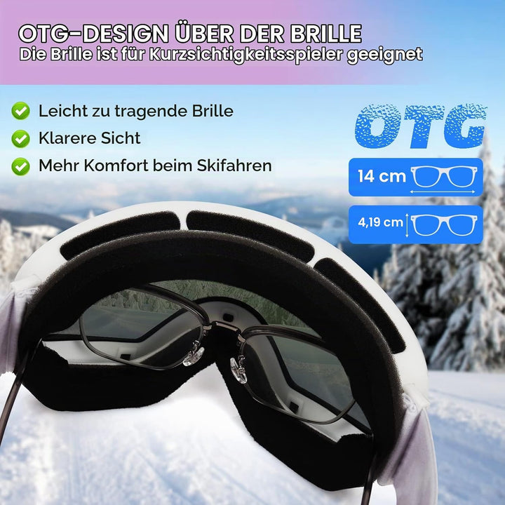 EXP VISION Snowboard Skibrille für Herren Damen Jugend, 100% UV400 Schutz Anti Beschlag über der Bri