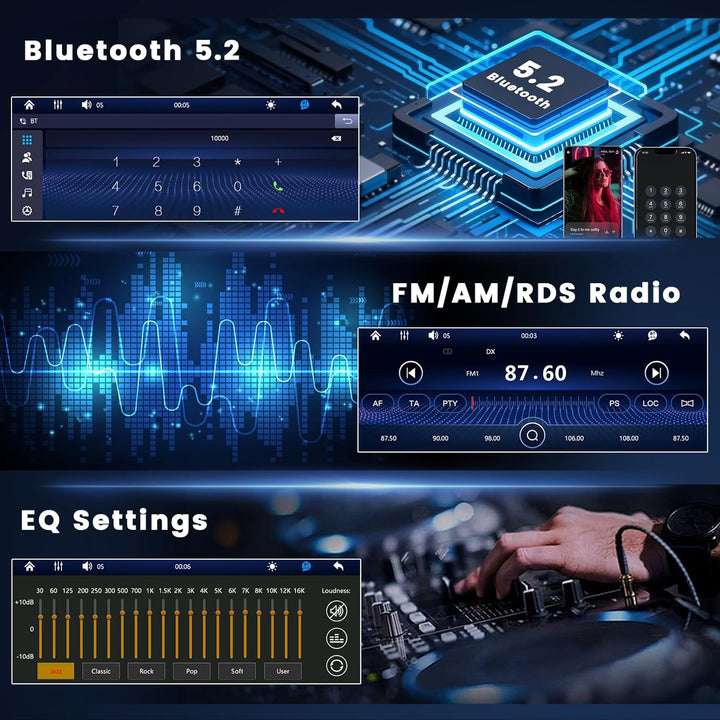 Hikity FM/AM/RDS Radio 1 Din Autoradio Carplay Android Auto Kabelgebundenes 6.5 Zoll Incell Touchscr