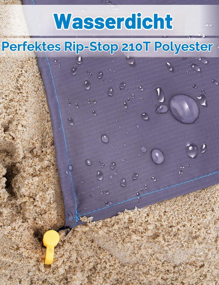 Stranddecke Super Gross 275cm x 300cm für Strandurlaub Reisen Camping, Leicht und Tragbar, Schnelltr
