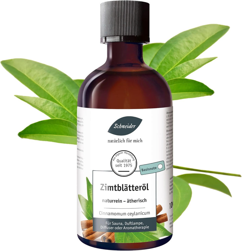Saunabedarf Schneider Zimtblätteröl – ätherische Ölmischung naturrein – 100 ml Inhalt – wohltuender