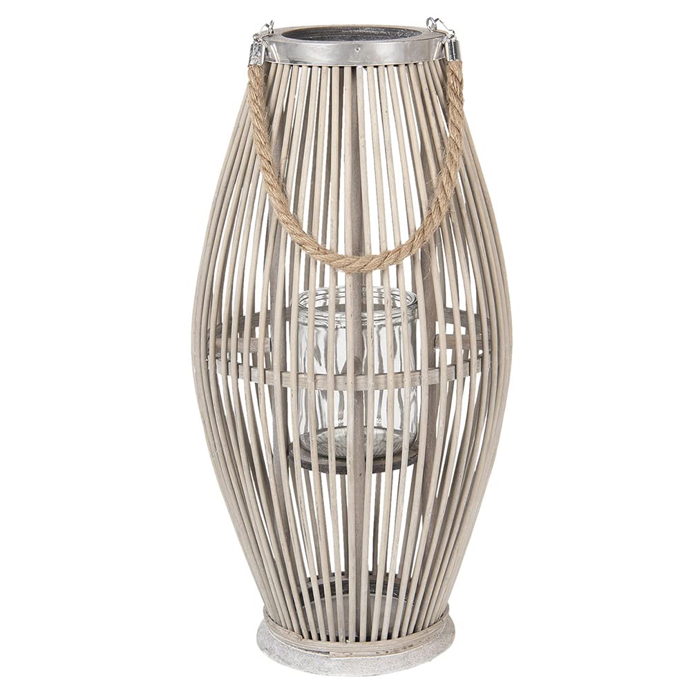 Clayre & Eef Laterne grau Holz/Glas 25 x 25 x 50 cm 6RO0470L