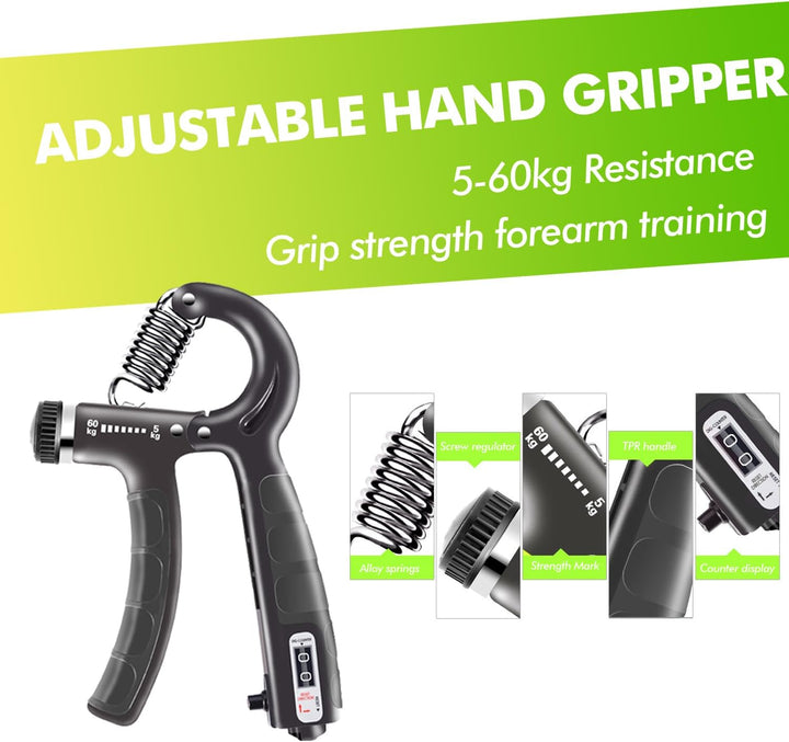 Handtrainer, Griffkraft Trainer Set, Unterarm Trainingsgerät,Hand Gripper, Fingertrainer, Gyroball,