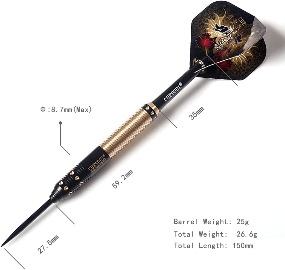 CUESOUL Dragon Deluxe Messing Steel Dartpfeile, 21 Gramm J2105 25 Gramm, J2105 25 Gramm
