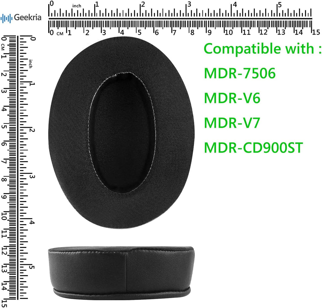 GEEKRIA Comfort Cooling Gel-Infused Cloth Ersatz-Ohrpolster für Kopfhörer SONY MDR-7506, MDR-V6, MDR