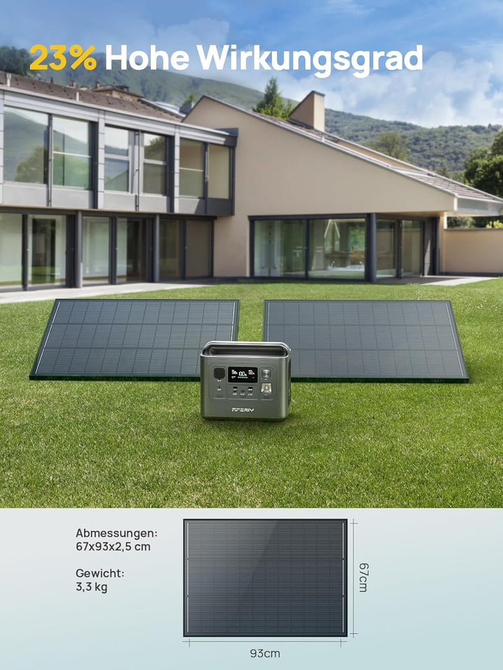 AFERIY Monokristallin Solarpanel 120W, 18V, Solarpanel 120W mit 23% Wirkungsgrad, 3,2 mm dickes Schu