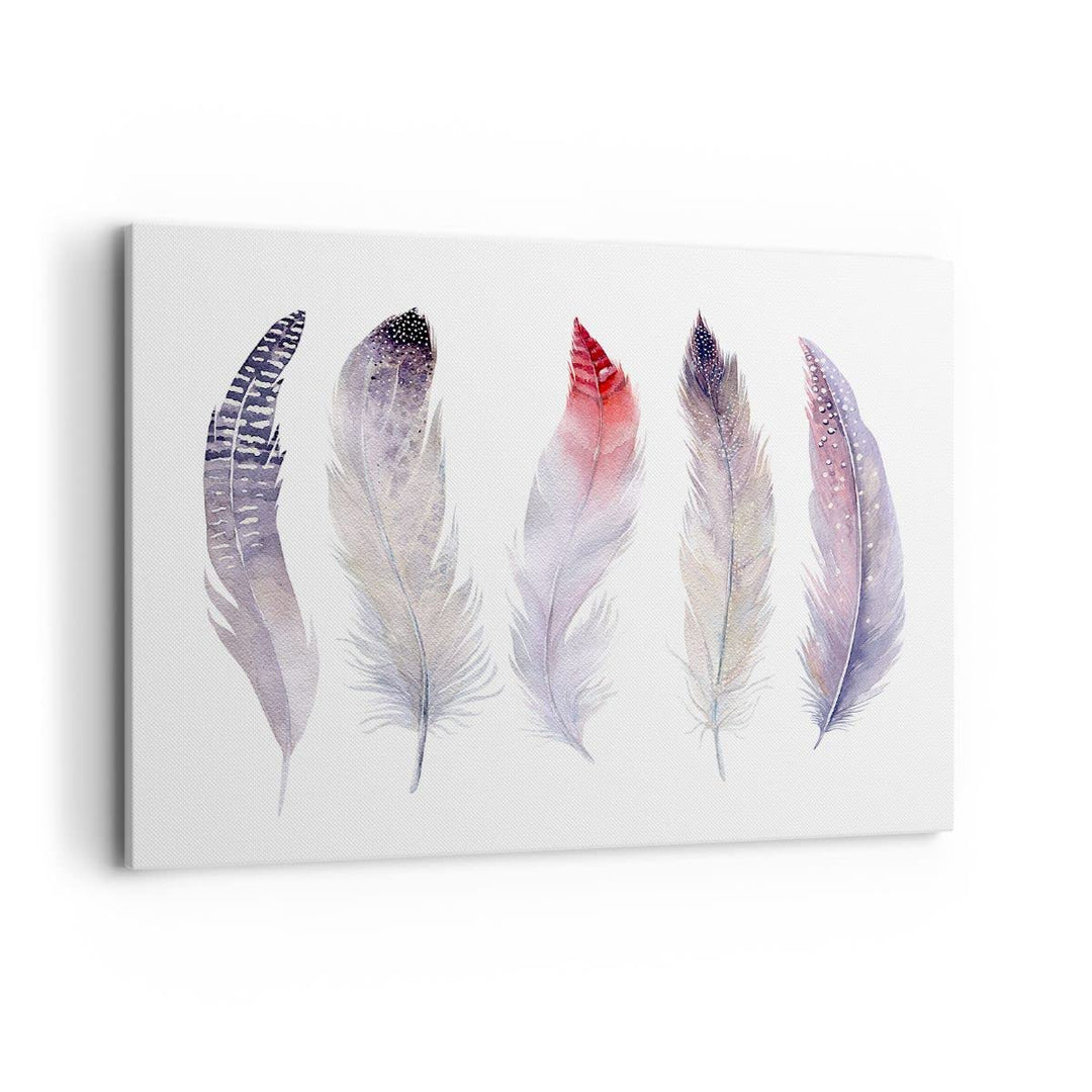 Bilder auf Leinwand 100x70cm Leinwandbild Feder Tier Vogel Komposition Gross Wanddeko Bild Schlafzim