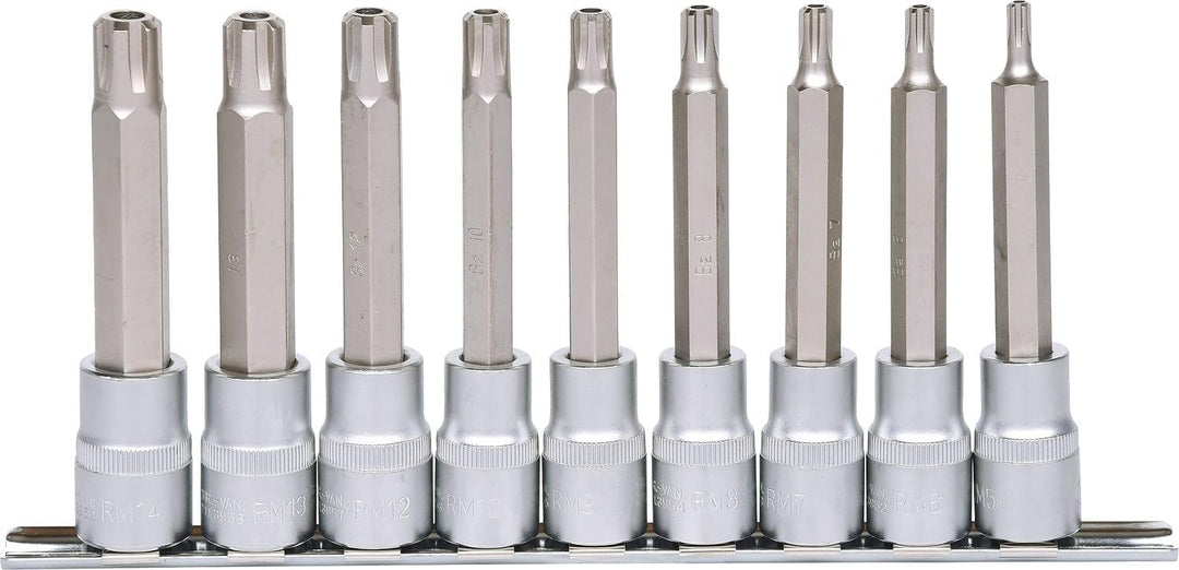 KS Tools 911.1630 1/2" RIBE-Bit-Stecknuss-Satz, lang, 9-tlg.