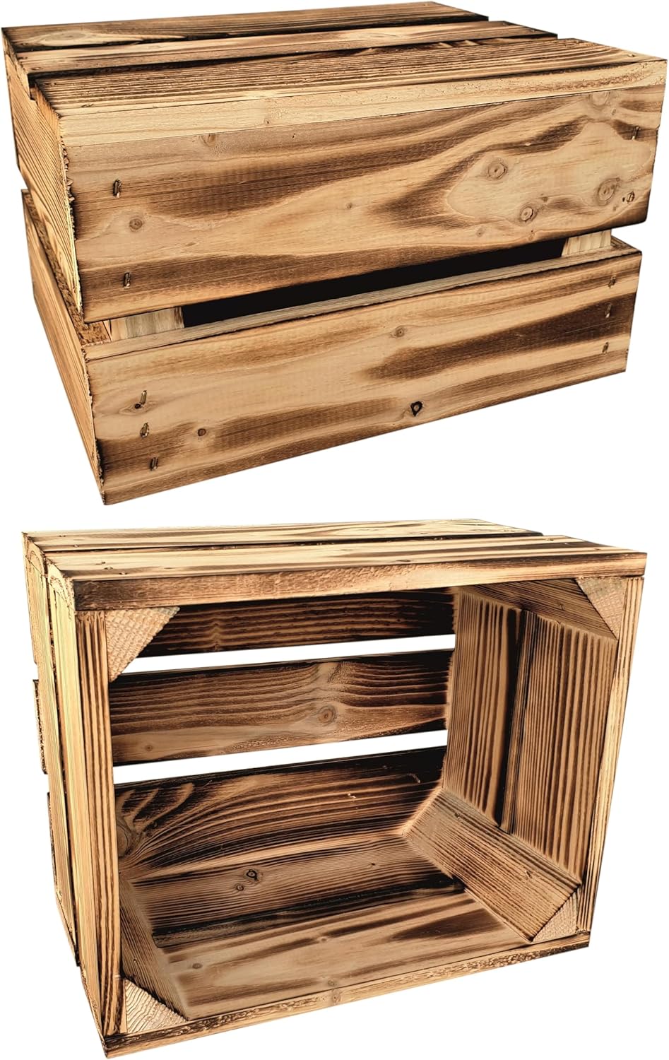 2er Set Holzkiste Klein Aus Holz - massive Weinkisten Vintage 25x20x15cm - Holzbox Für Aufbewahrung,
