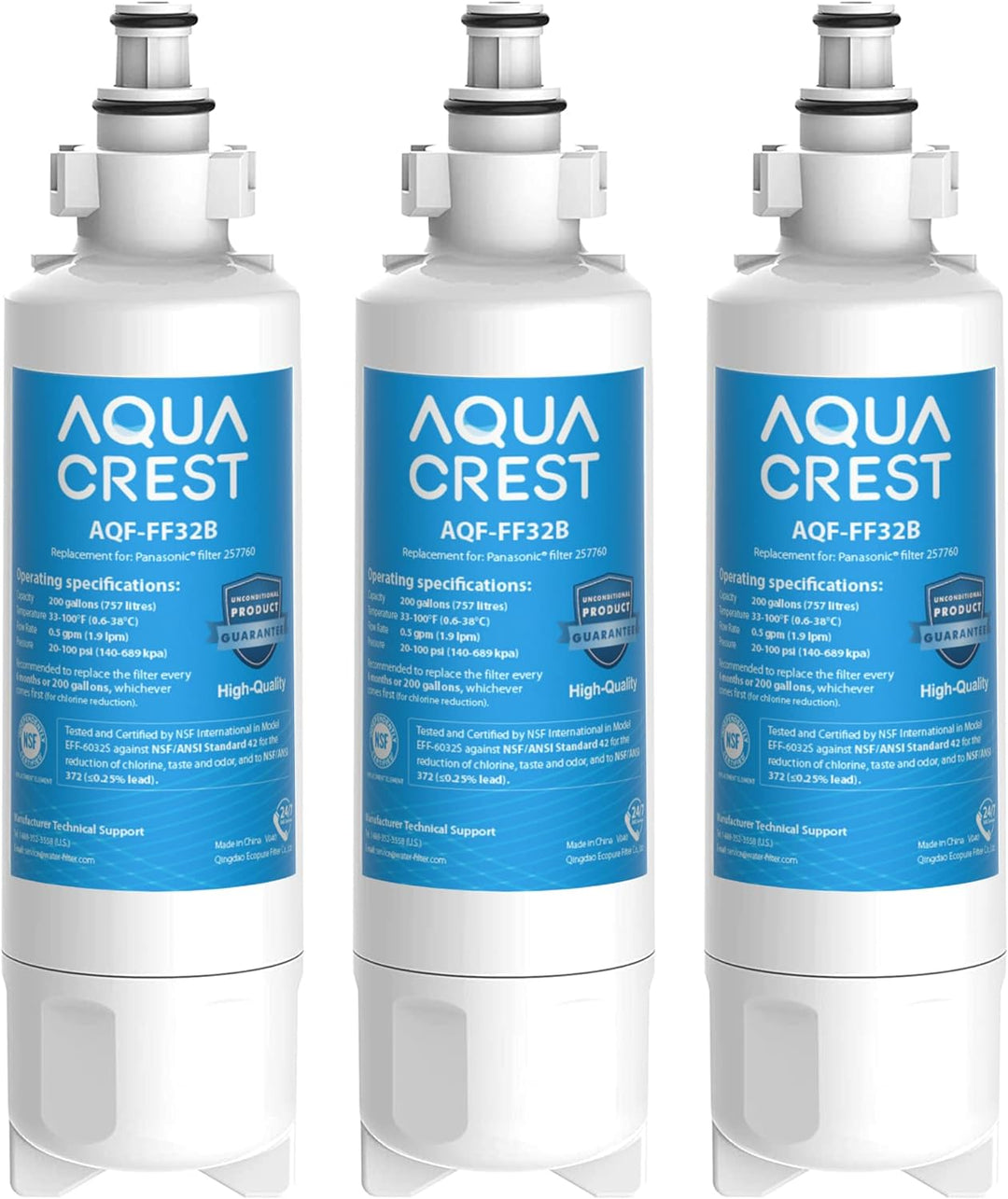 3 x AQUACREST 257760 Kühlschrank Wasserfilter, Kompatibel mit CNRAH-257760 125950 NR-B53V1 NR-B53V1-