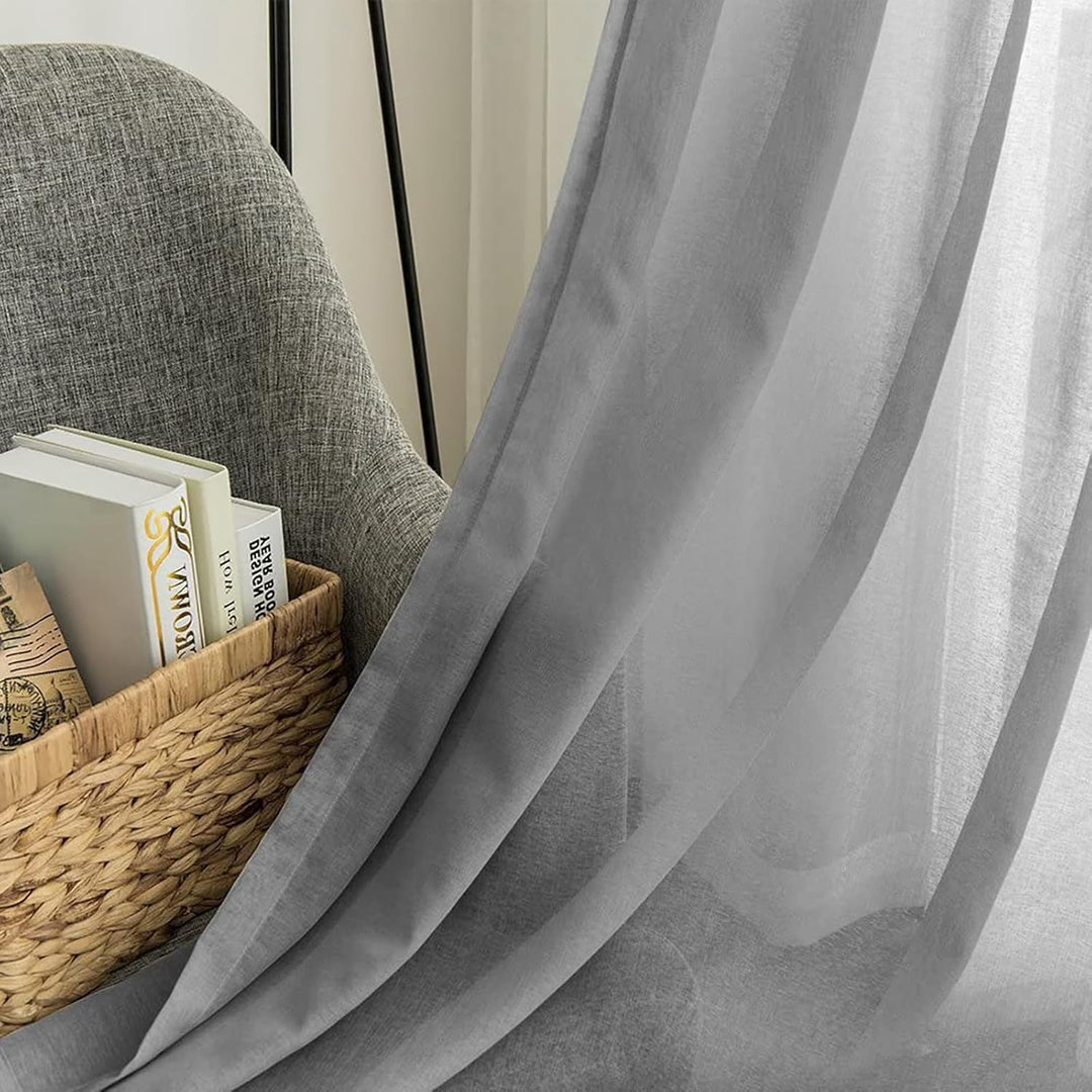 TOPICK Gardine Voile Vorhang Kurz Mit Ösen Sheer Vorhänge Transparent Gaze Paarig Ösenschals für Woh