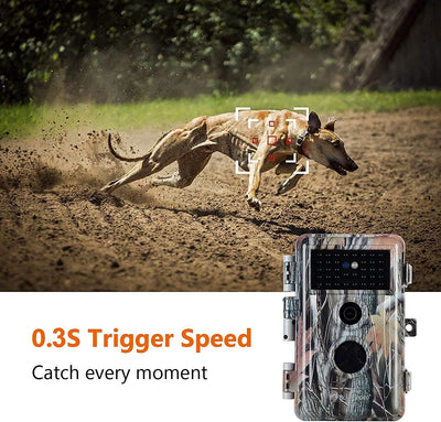 BlazeVideo 32MP Wildkamera Nachtsichtkamera Wildtier Kamera mit 1296P H.264 MPV Video, Bewegungmelde