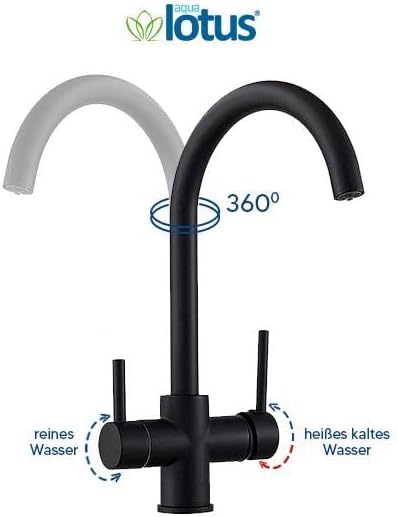 Drei-Wege-Wasserhahn 3 in 1 Armatur Küche Schwarz Wasserhahn Wasserfilter 1713